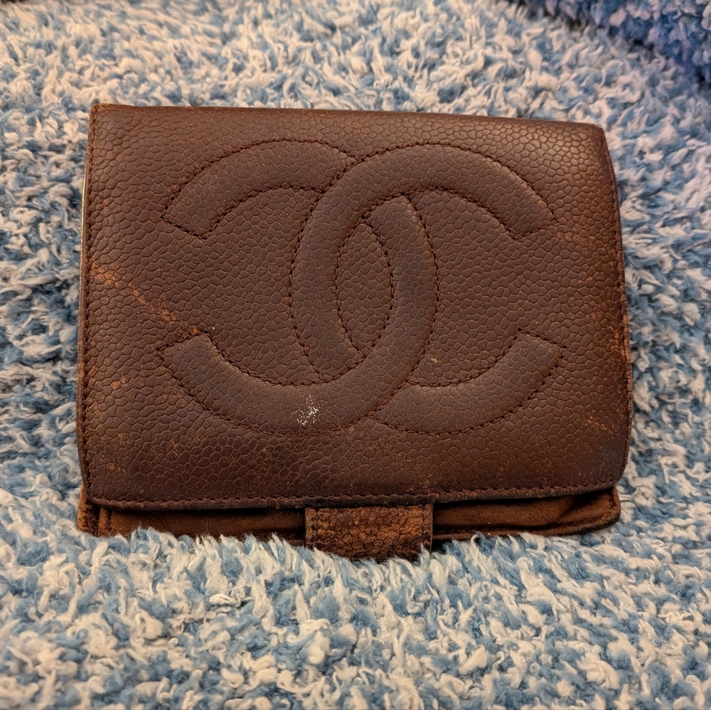 Chanel Brown Caviar Leather Wallet